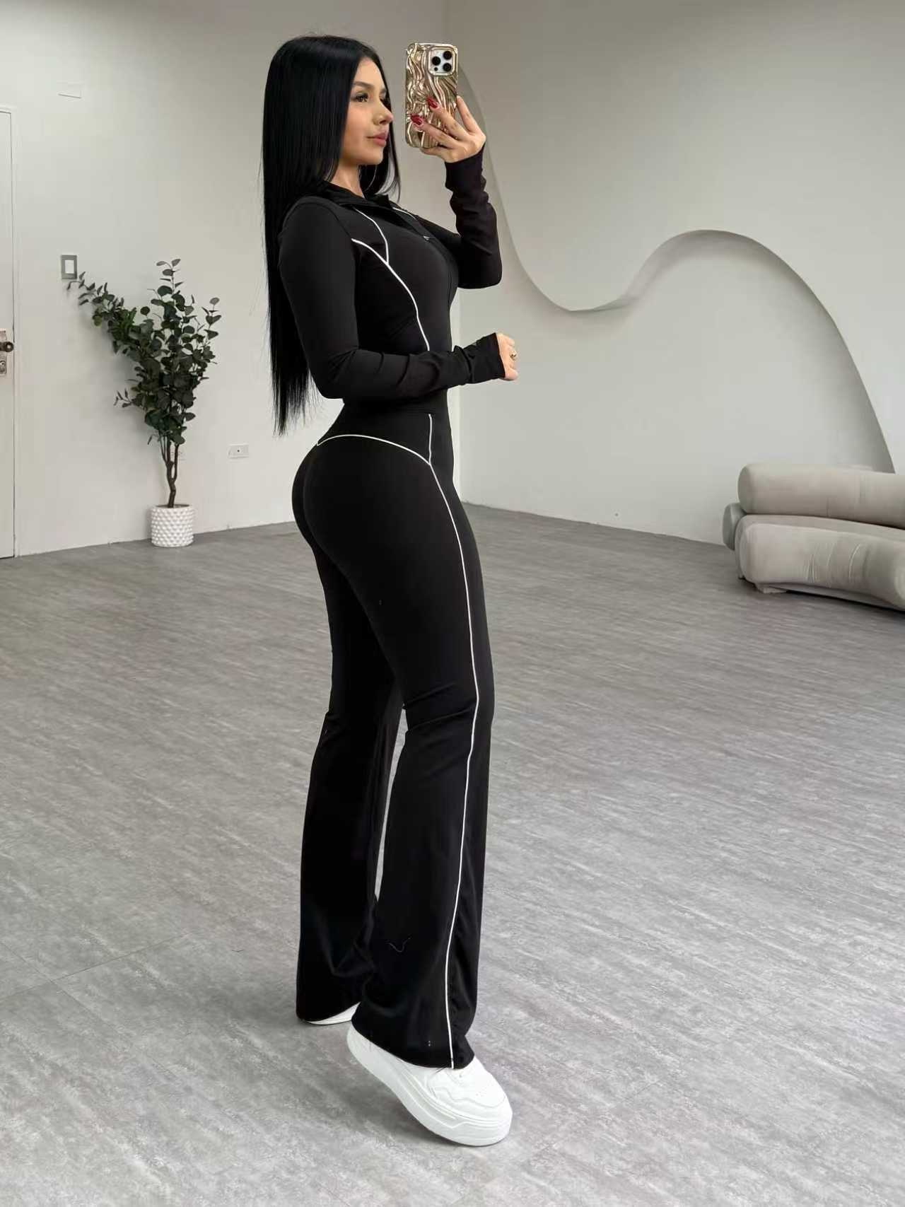 Stylish High-Waisted Wide-Leg Pants Fitness Yoga Set