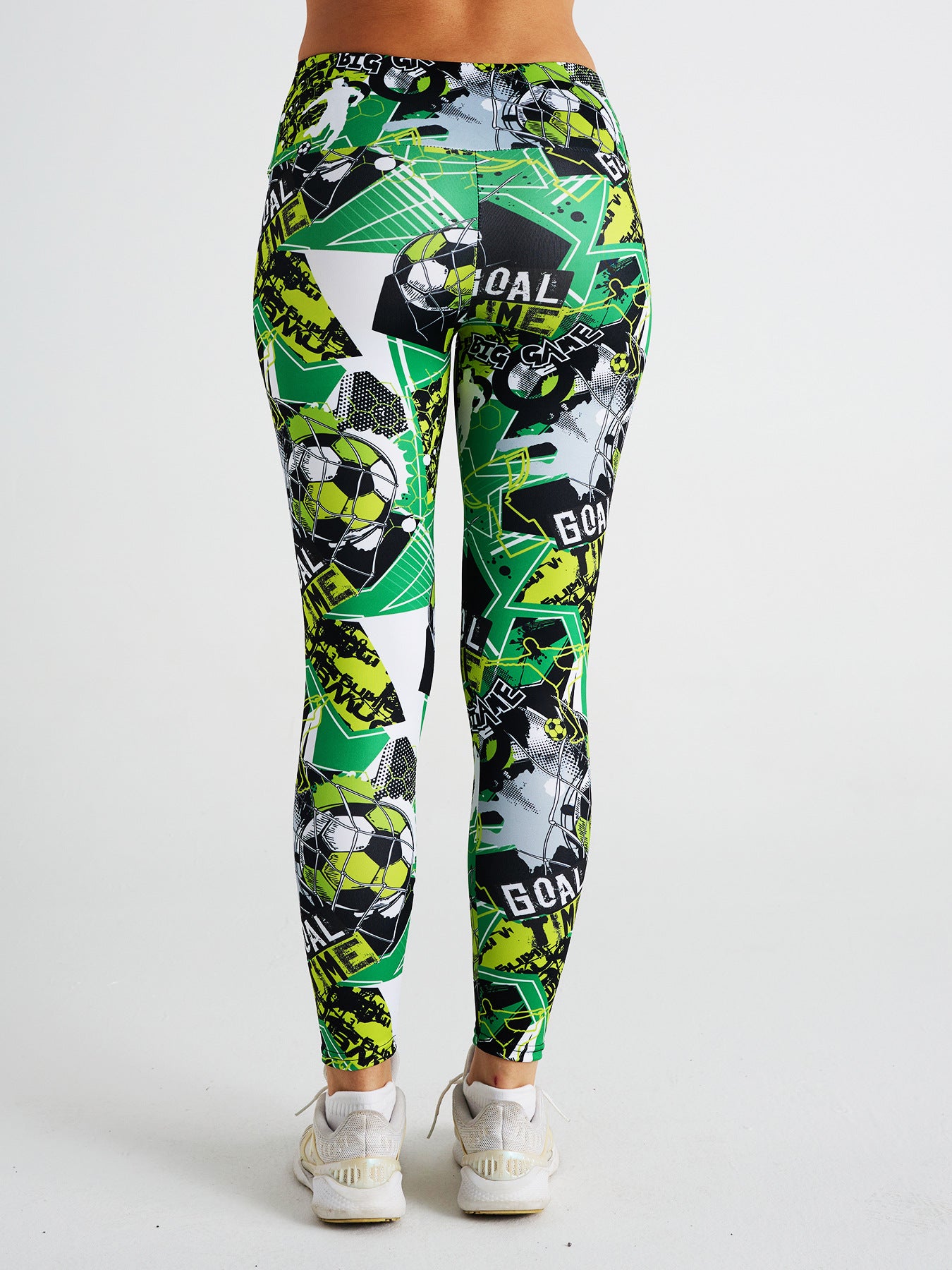 Cartoon Football Print High Waist Sports Fitness Yoga Pants