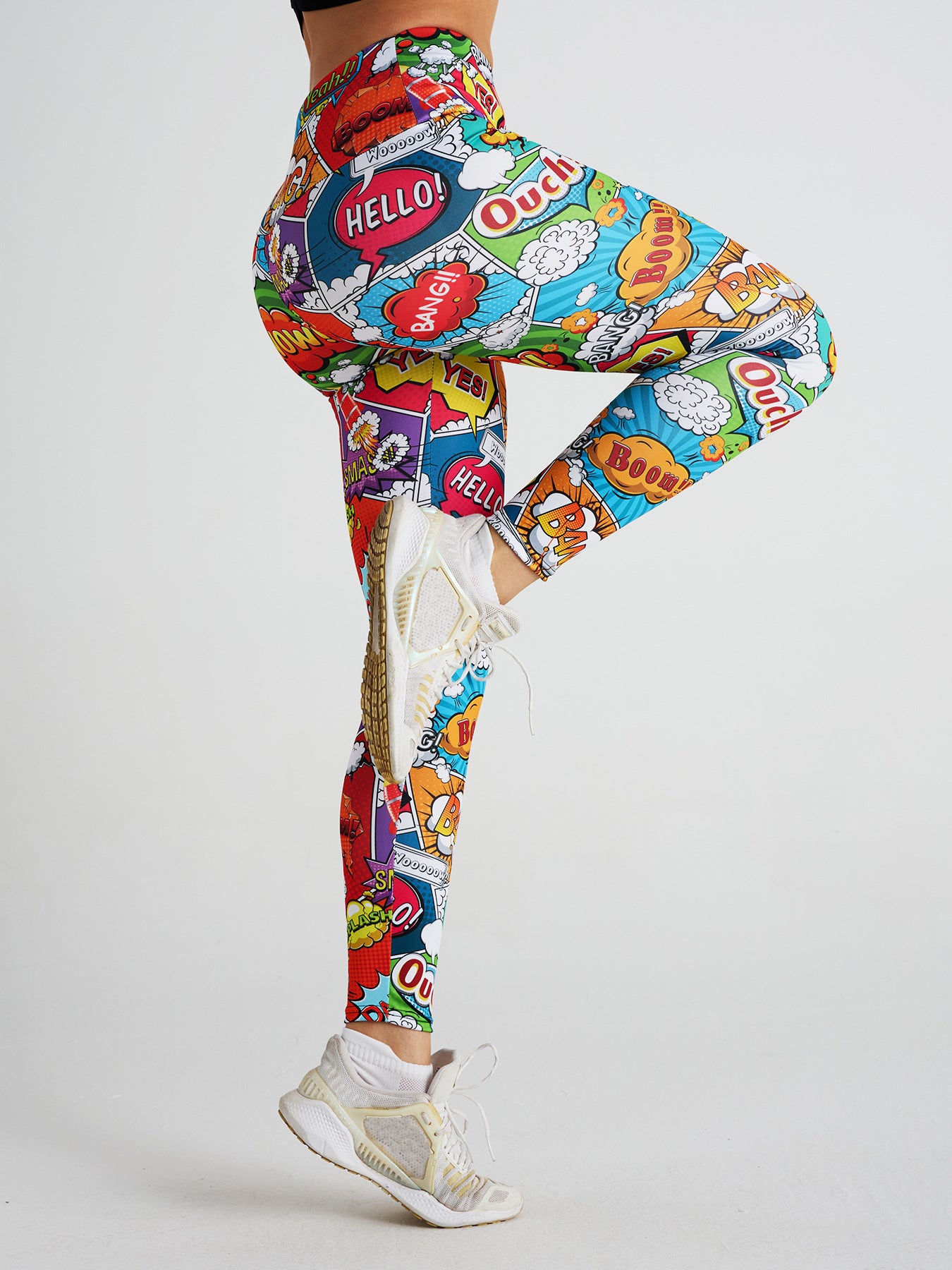 Cartoon Letter Print High Waist Sports Fitness Yoga Pants