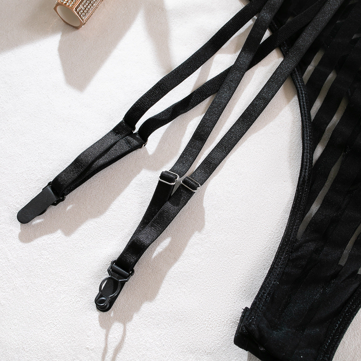 Sexy Striped Cross Strap Bodysuit Two Piece Set