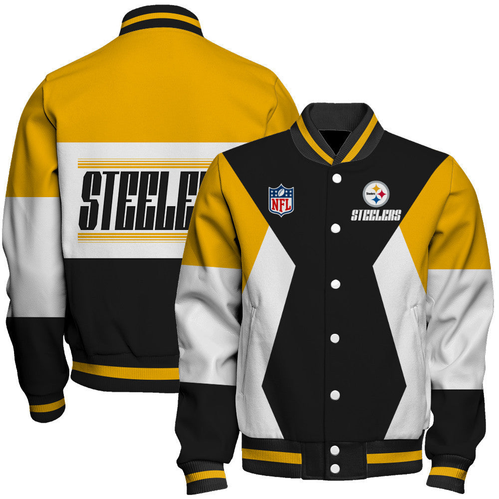 Pittsburgh Steelers Printed Team Color-block Single-layer Thin Stand-collar Jacket