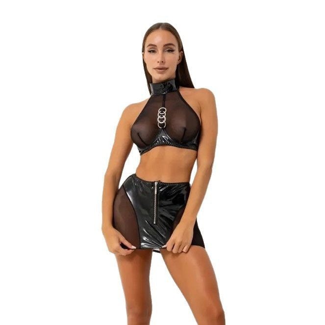Hot Girl Style Mesh Transparent Top Sexy See-through Hip Dress