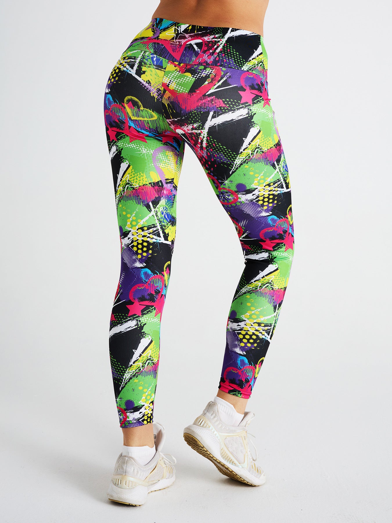 Abstract Love Star Print High Waist Sports Fitness Yoga Pants