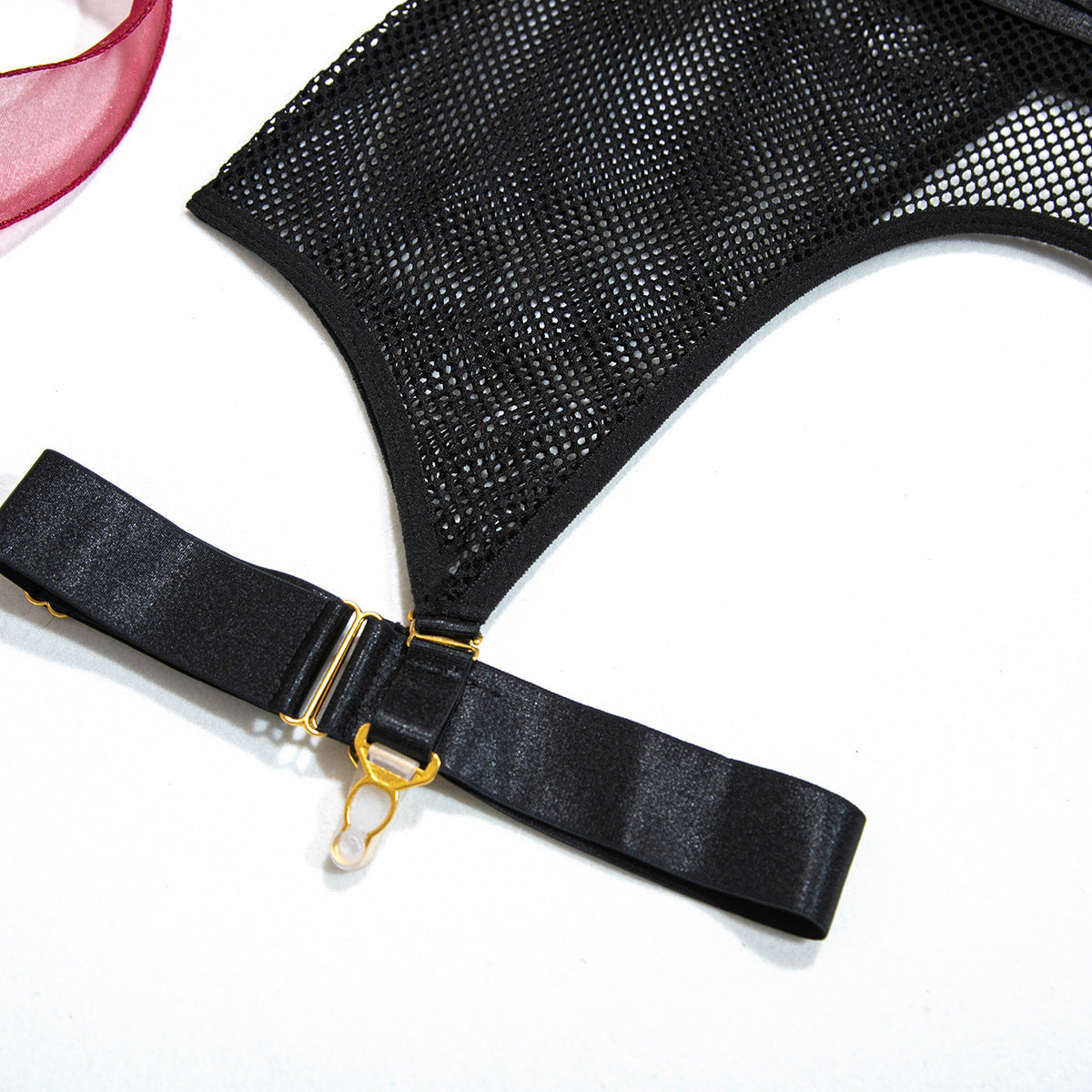 Hot Girl Style Mesh Sexy Waist Corset Bodysuit Wire Ring Gathered Neck Suit