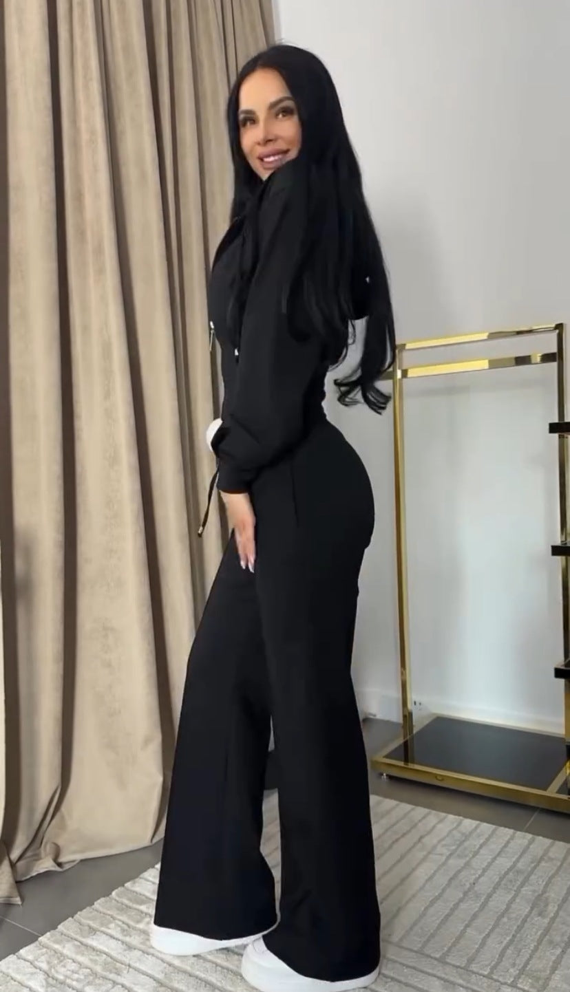 Casual Long-sleeved Slim-fit Short Hooded Suit