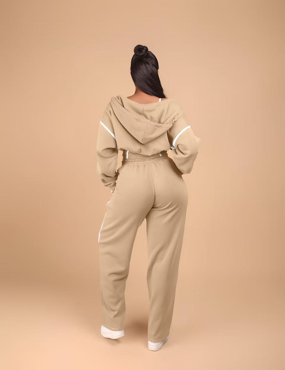 Fashionable Patchwork Hooded Sweatshirt Sports Casual Three-piece Suit