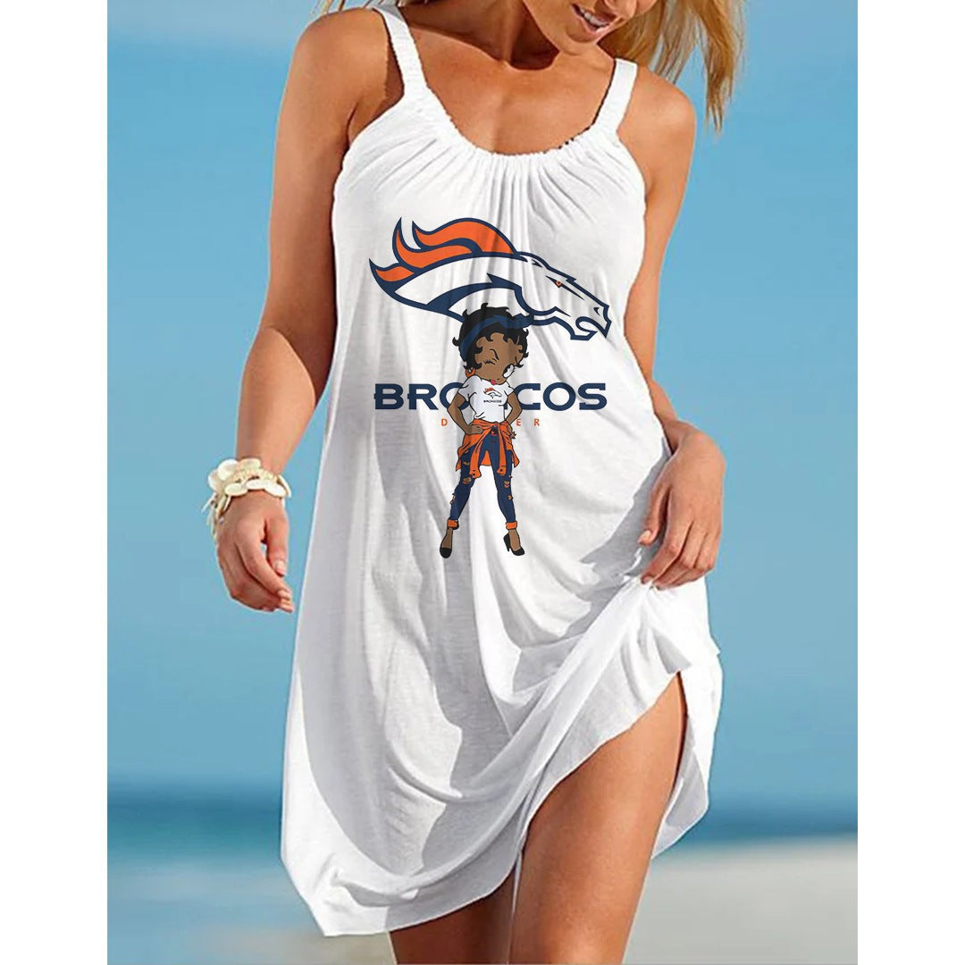 Denver Broncos 3D Digital Printed Suspender Dress