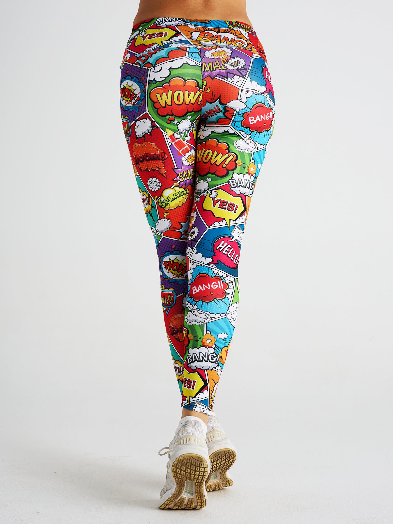 Cartoon Letter Print High Waist Sports Fitness Yoga Pants