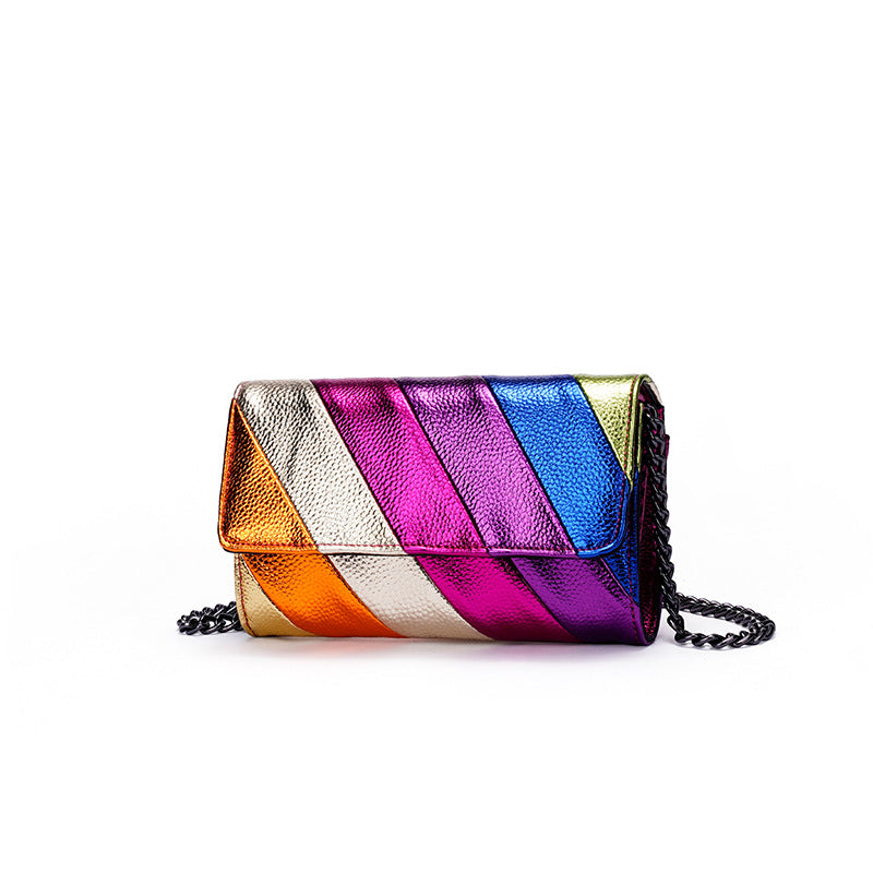 Rainbow Stitching Mobile Phone Shoulder Crossbody Bag