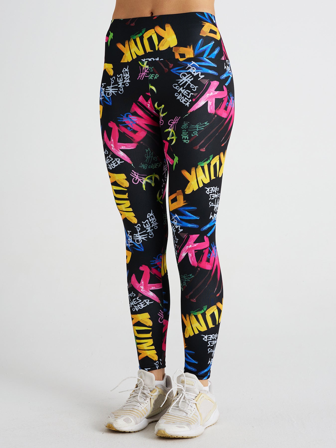 Cartoon Letter Print High Waist Sports Fitness Yoga Pants