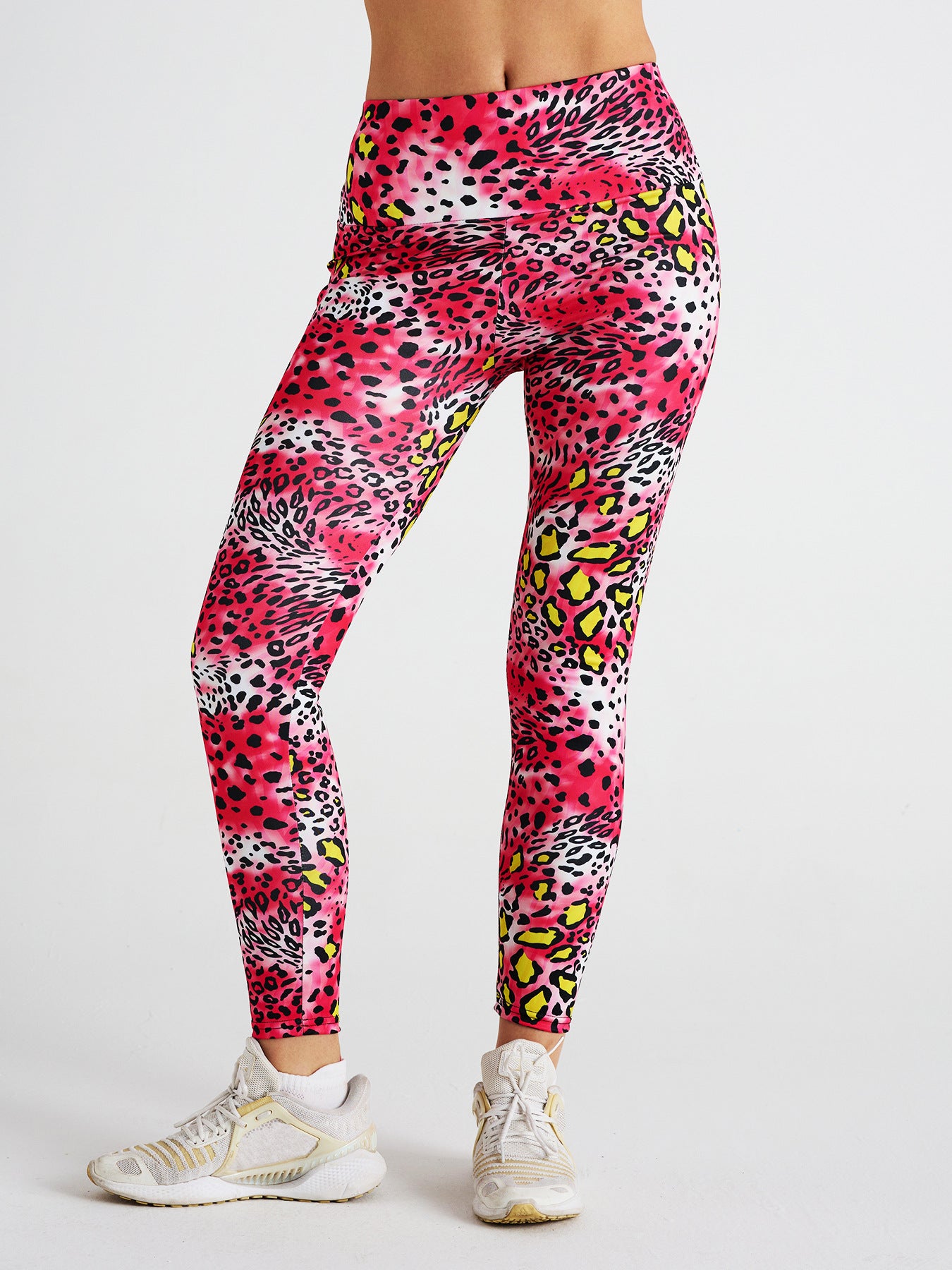 Pink Leopard Print High Waist Sports Fitness Yoga Pants
