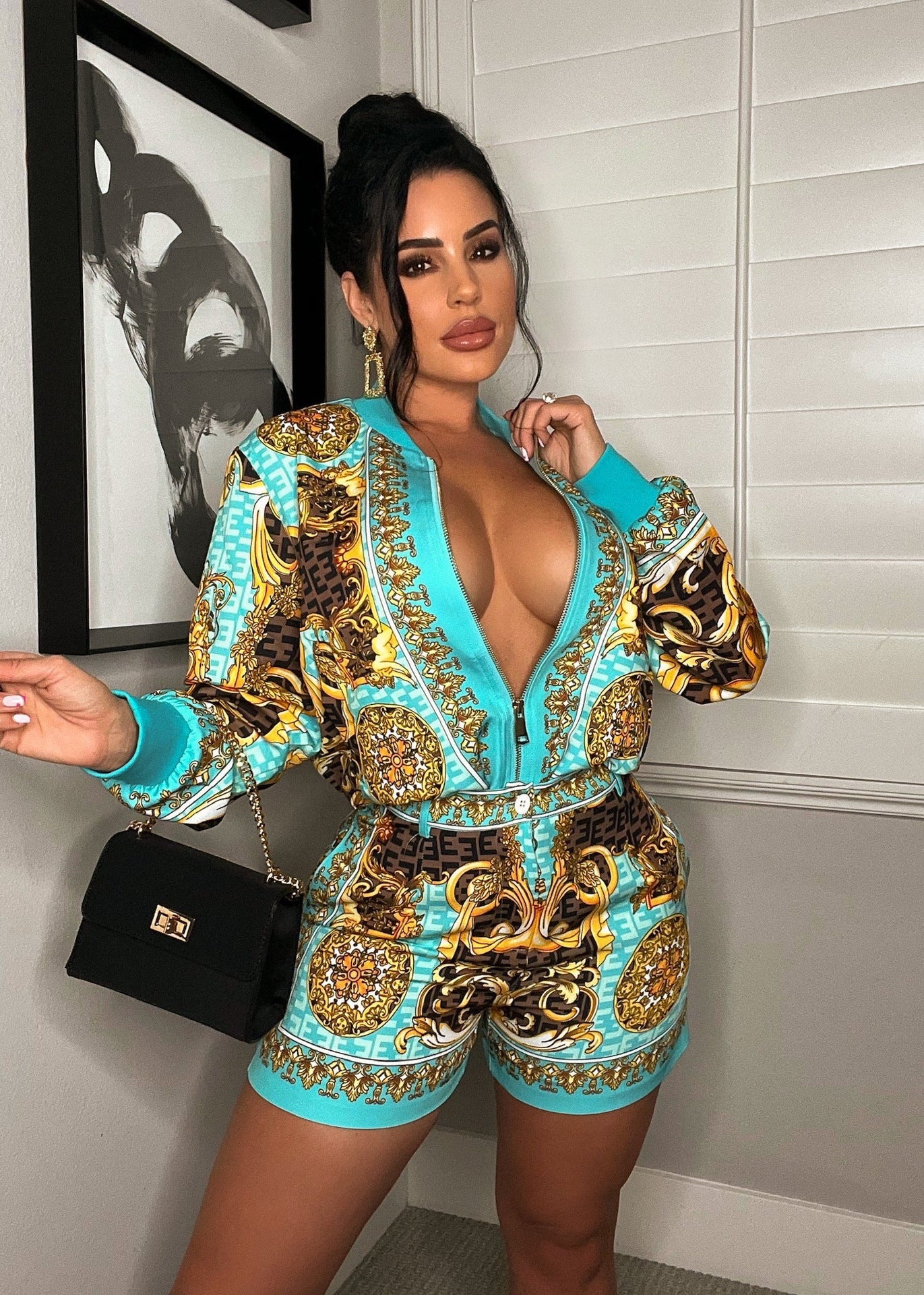 New Style Rich Print Commuter Leisure Two-piece Suit