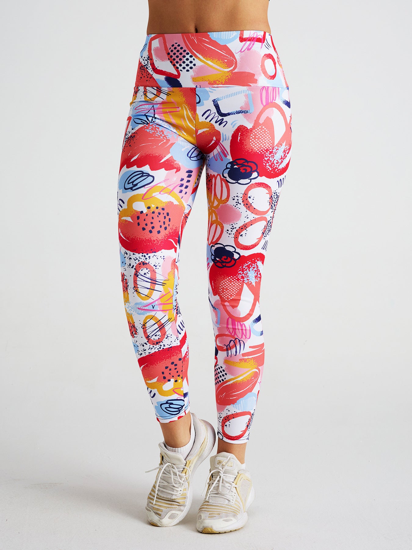 Pink Love Print High Waist Sports Fitness Yoga Pants
