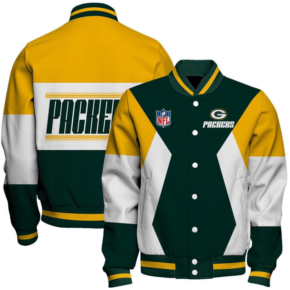 Green Bay Packers Printed Team Color-block Single-layer Thin Stand-collar Jacket
