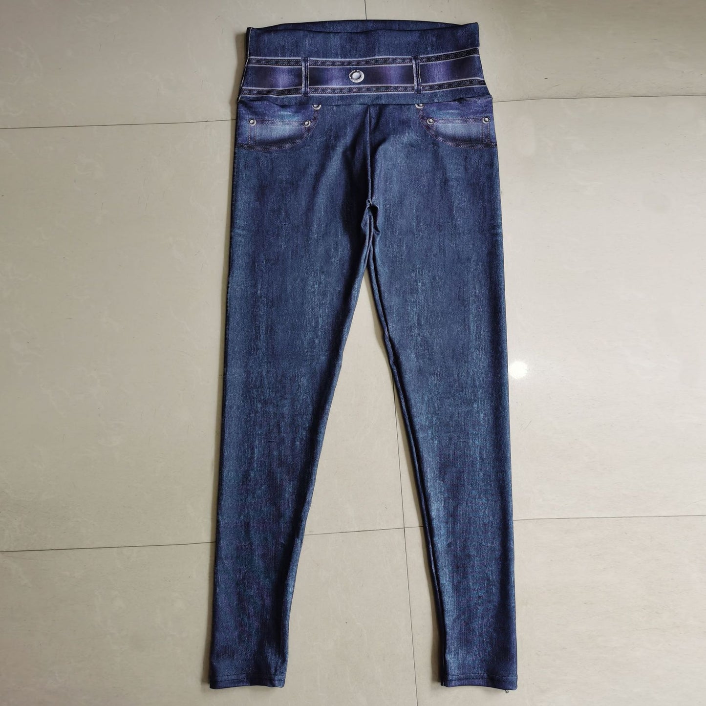 Dark Jeans Printed High Waist Sports Fitness Yoga Pants