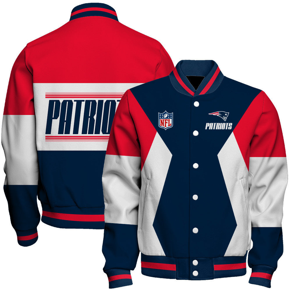 New England Patriots Printed Team Color-block Single-layer Thin Stand-collar Jacket