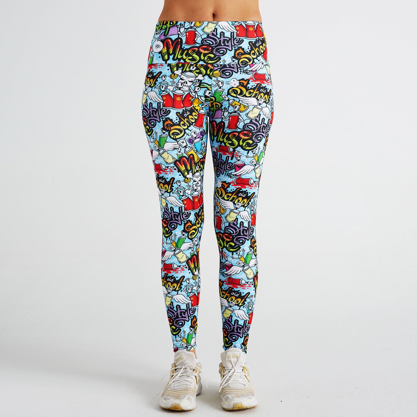 Abstract Cartoon Print High Waist Sports Fitness Yoga Pants
