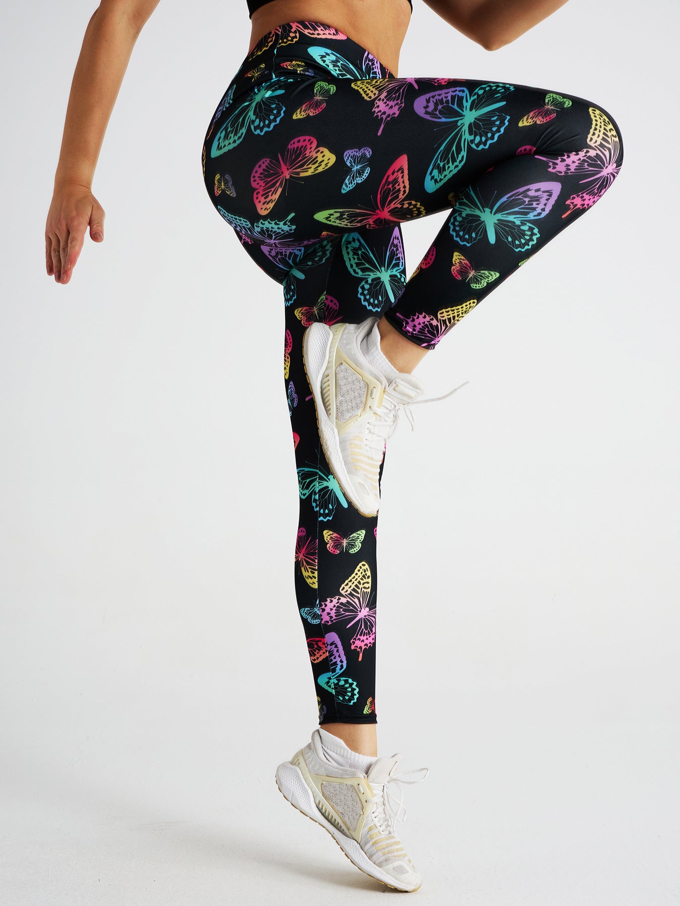 Colorful Butterfly Print High Waist Sports Fitness Yoga Pants