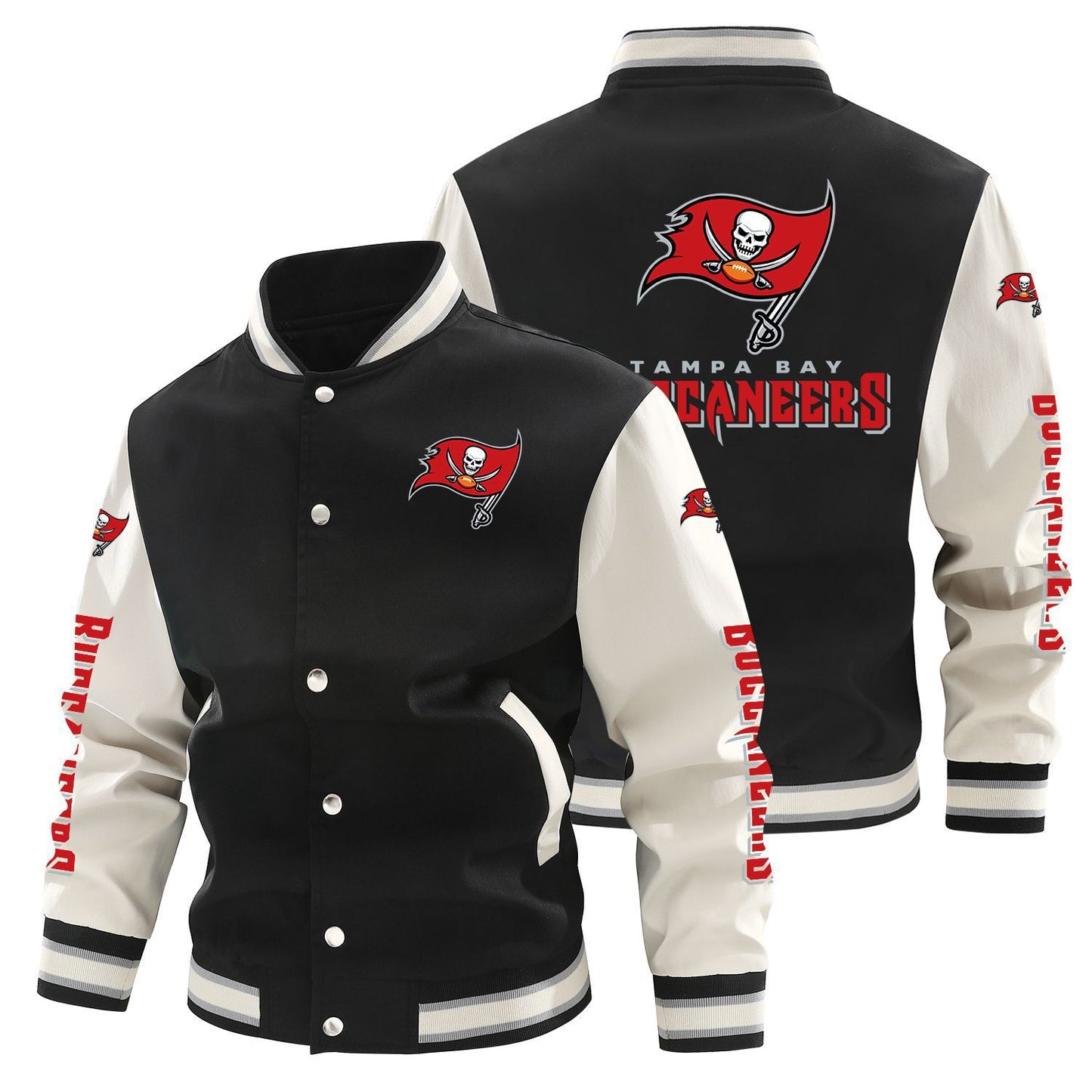 Tampa Bay Buccaneers Printed Sporty Loose-fit Baseball Jacket