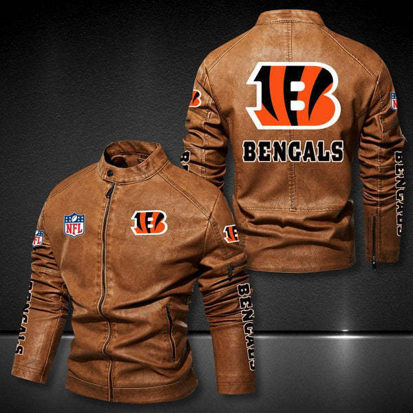 Cincinnati Bengals Vintage Distressed Leather Jacket