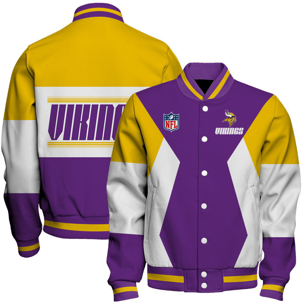 Minnesota Vikings Printed Team Color-block Single-layer Thin Stand-collar Jacket
