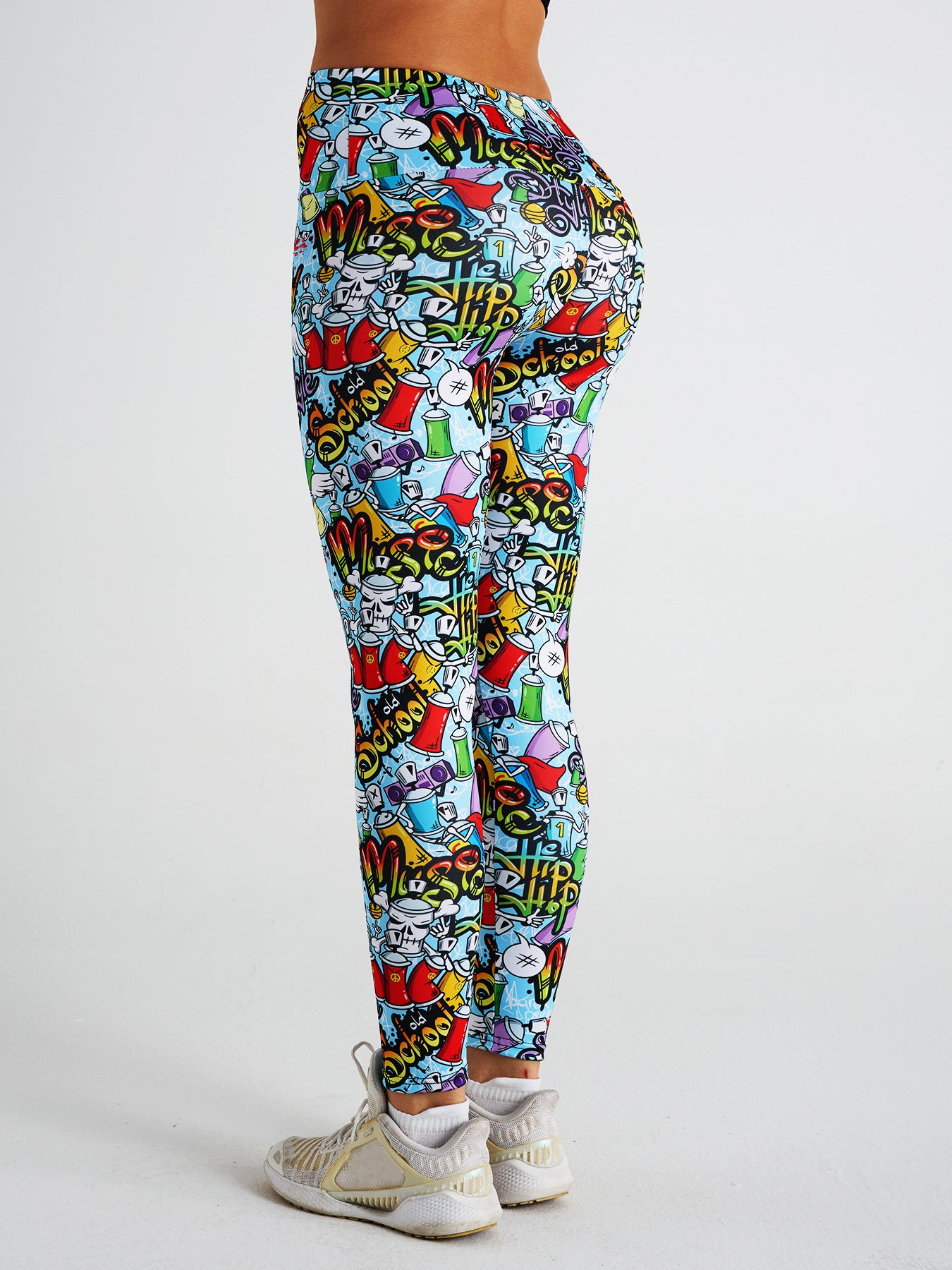 Abstract Cartoon Print High Waist Sports Fitness Yoga Pants
