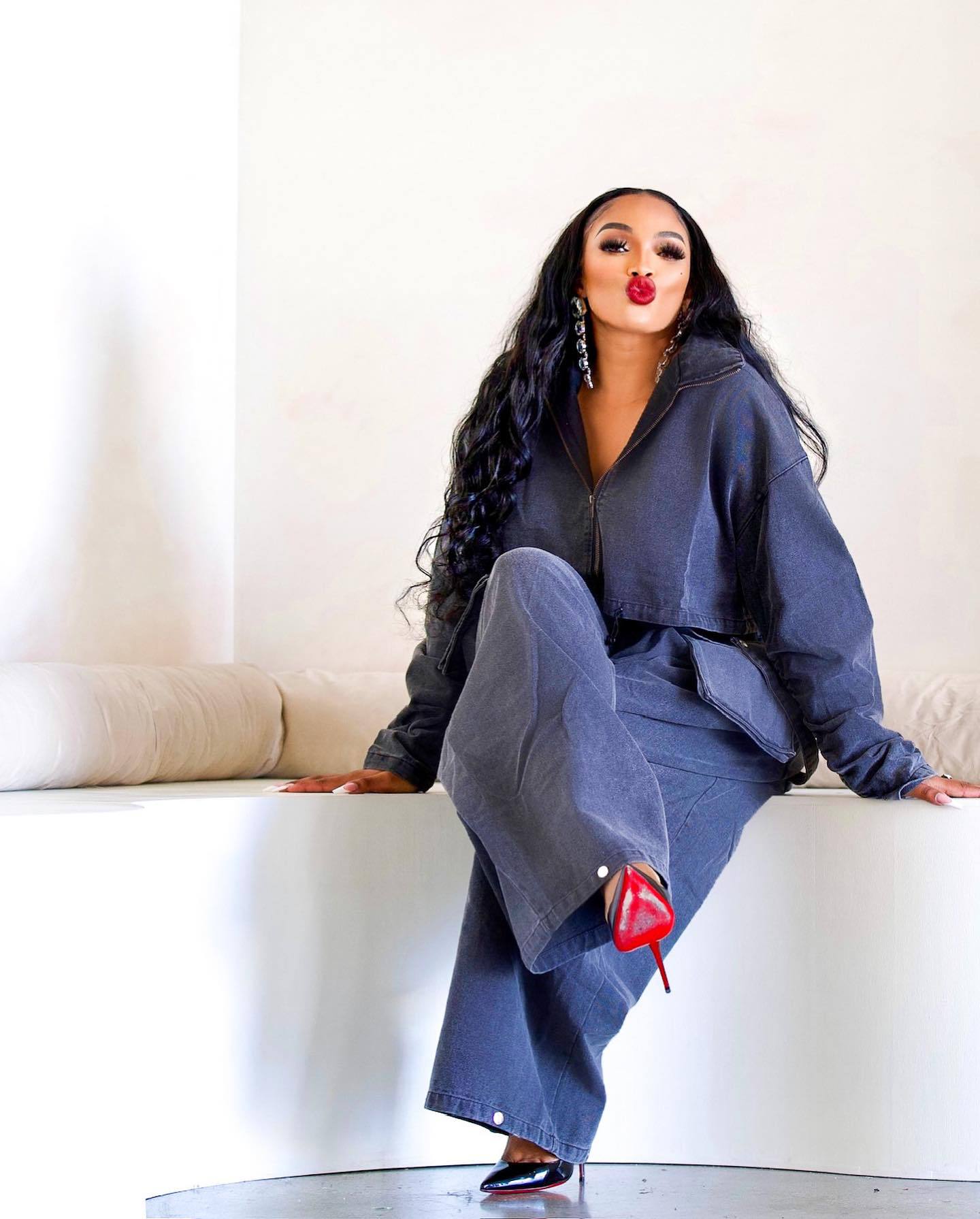 Fashion Retro Wide Leg Loose Heavy Denim Two-piece Suit
