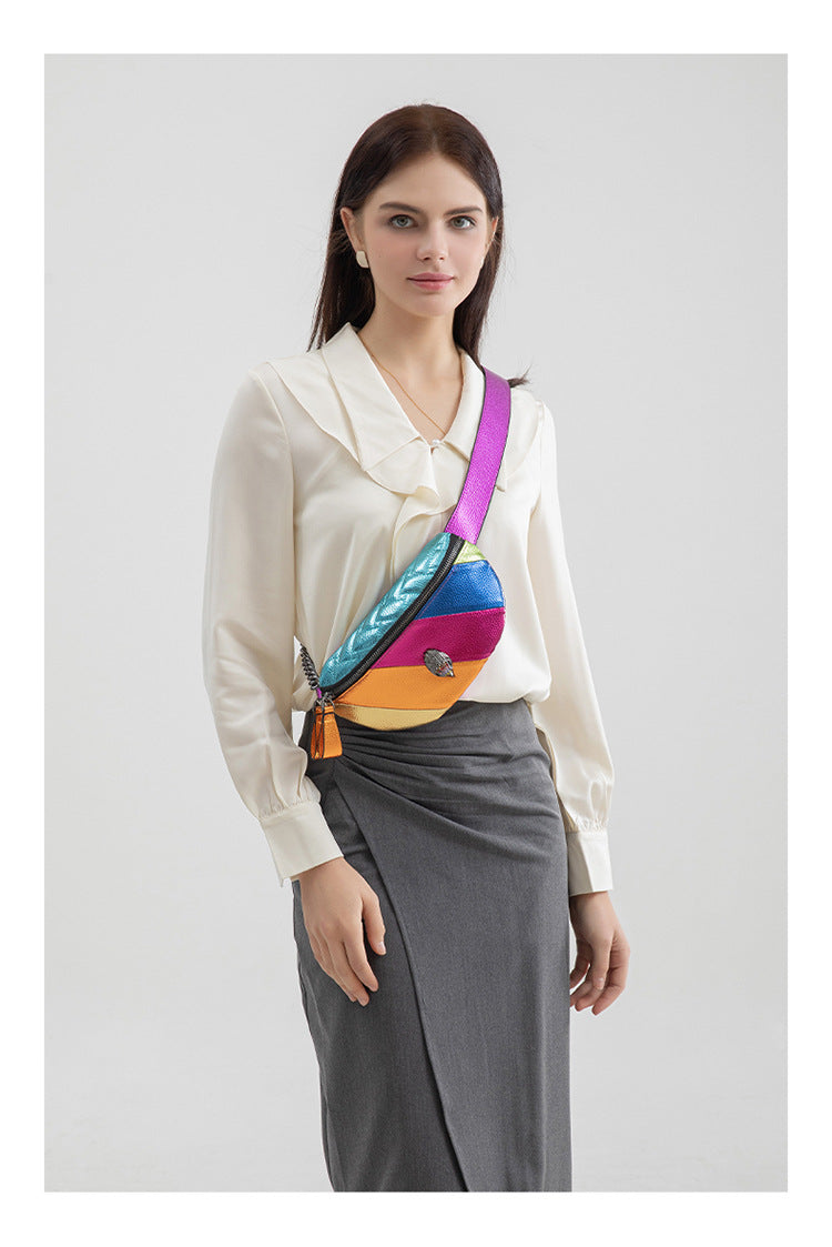 Color Chain Eagle Head Shoulder Crossbody Chest Bag