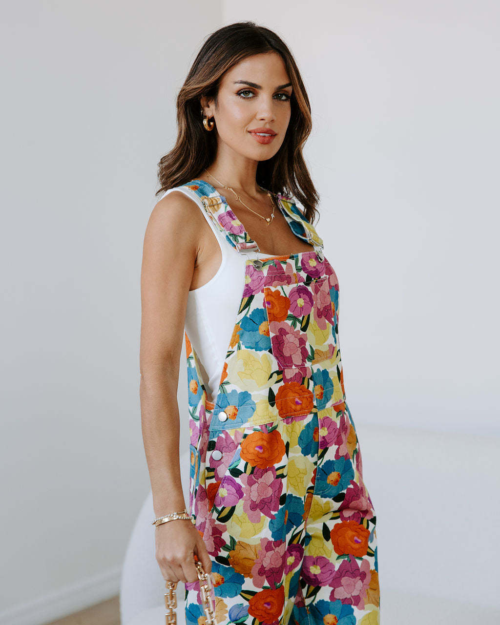 Fashionable and Casual Floral Print Loose Jumpsuit