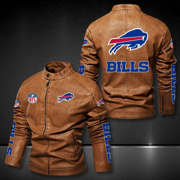 Buffalo Bills Vintage Distressed Leather Jacket
