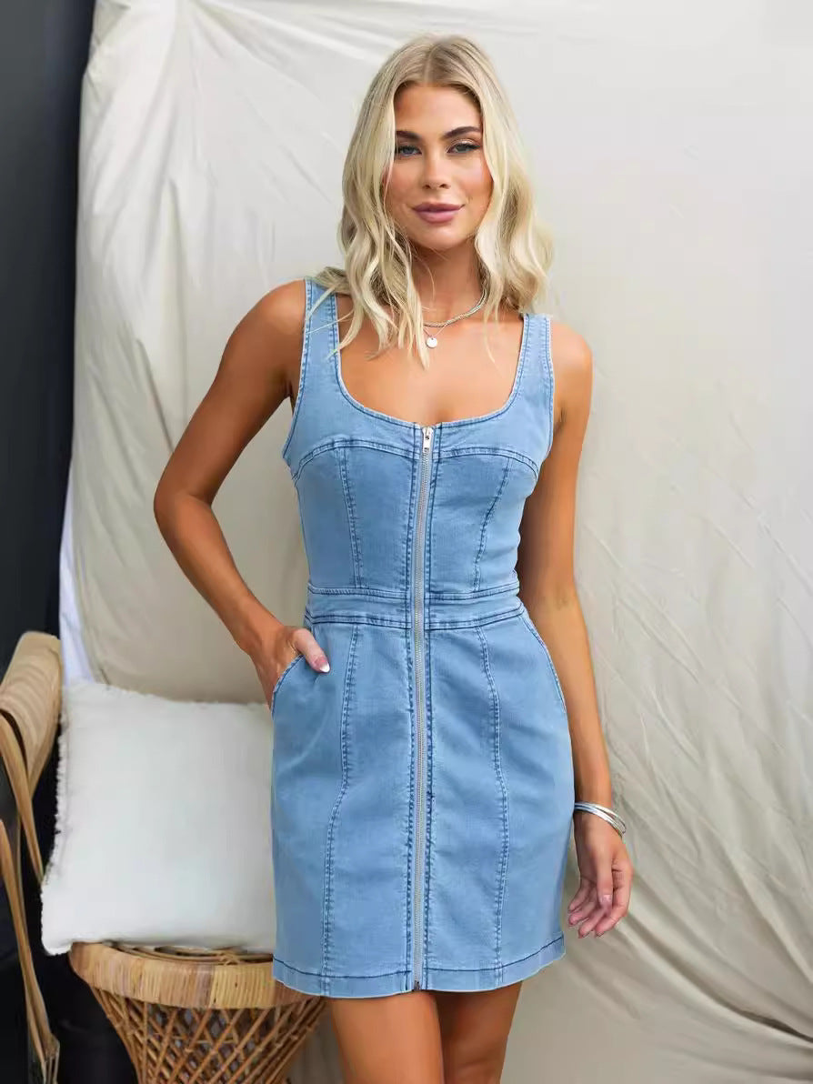 Casual Fashion Slim Fit Denim Sleeveless Dress