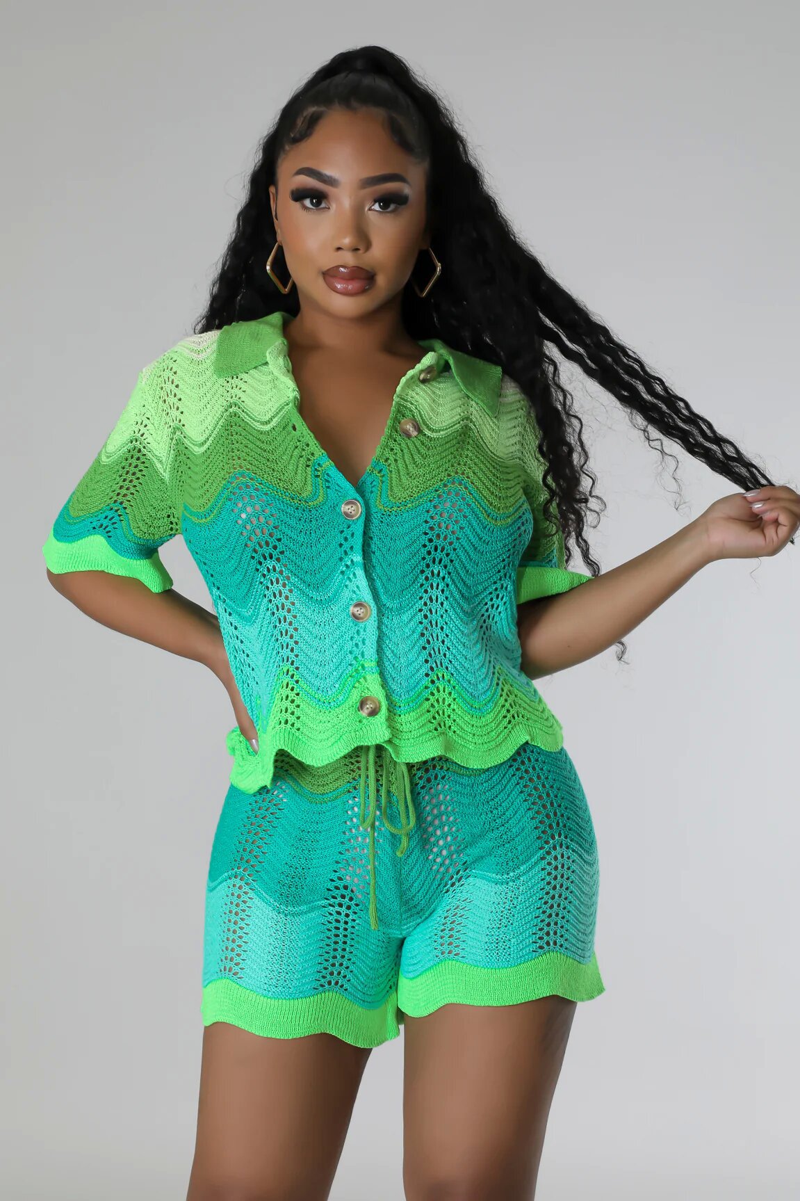 New Knitted Short-sleeved Shorts Casual Suit