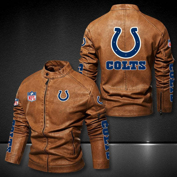 Indianapolis Colts Vintage Distressed Leather Jacket