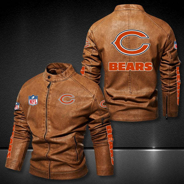 Chicago Bears Vintage Distressed Leather Jacket