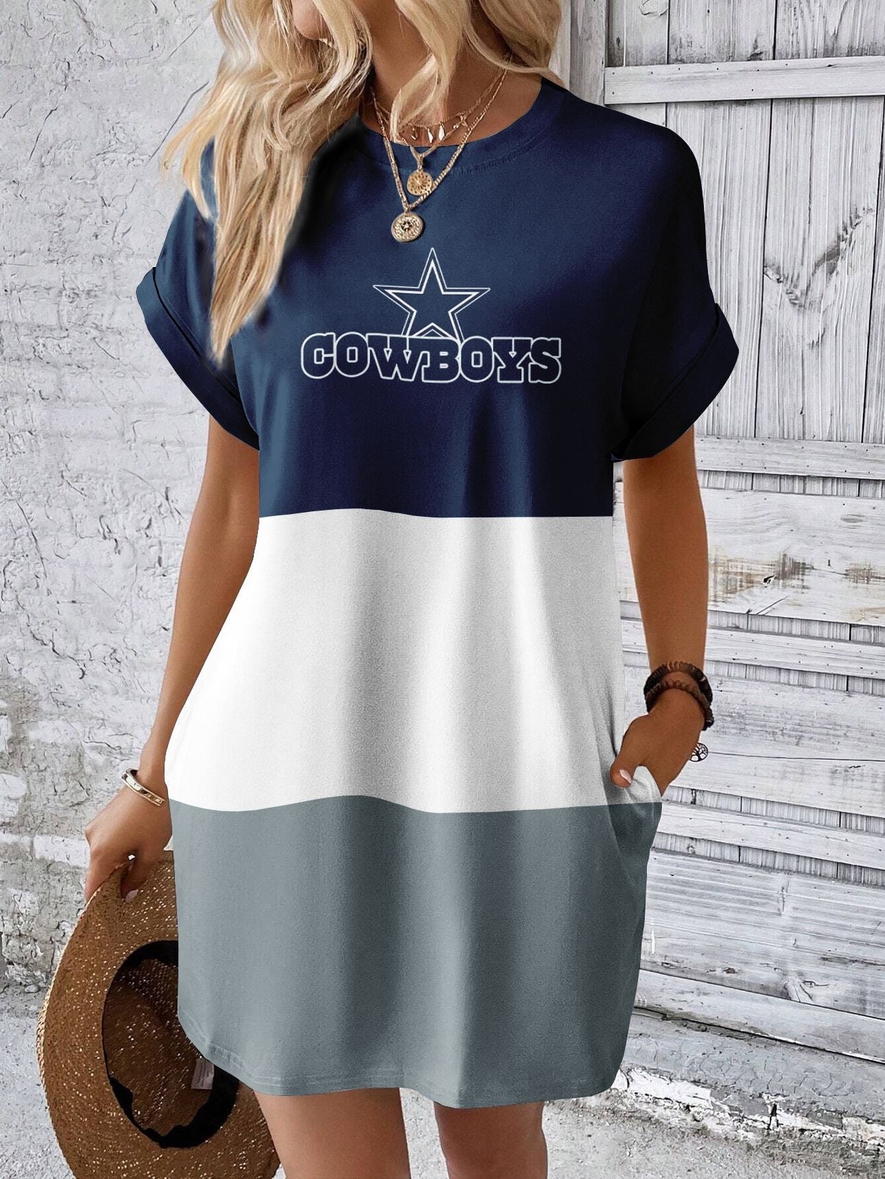 Dallas Cowboys Stylish Team Print Crew Neck Dress
