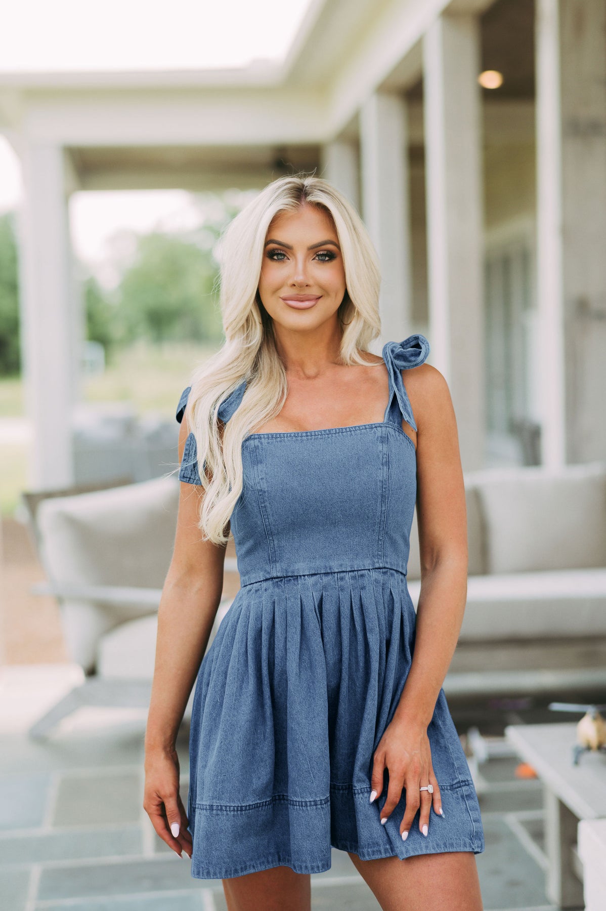 Temperamental Commuting Fashion Suspender Denim Dress