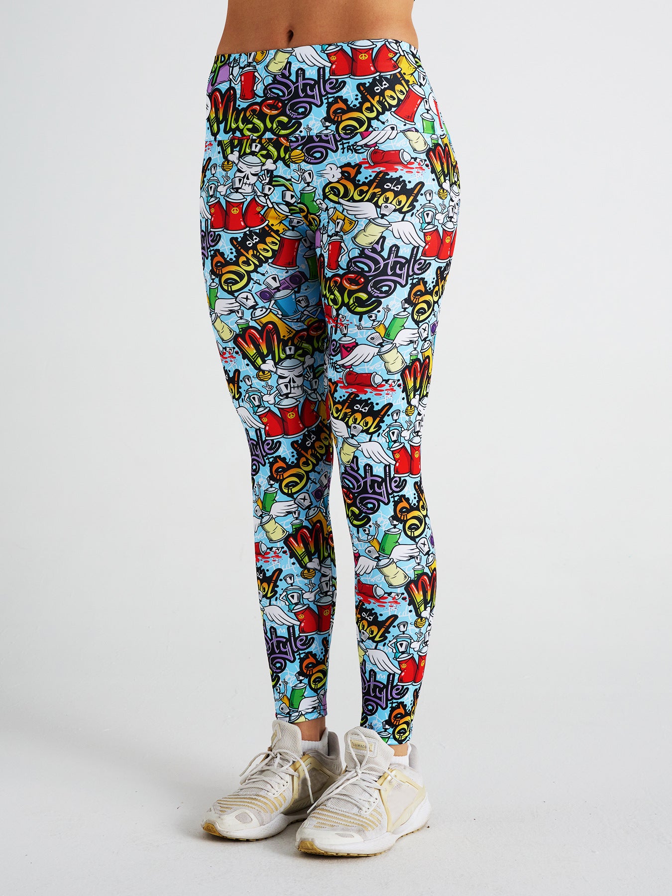 Abstract Cartoon Print High Waist Sports Fitness Yoga Pants