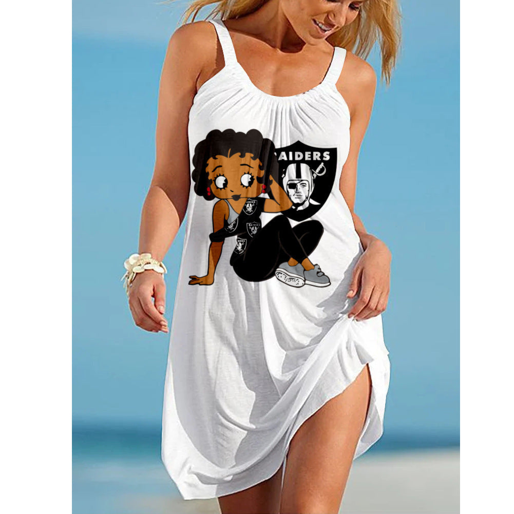 Las Vegas Raiders 3D Digital Printed Suspender Dress
