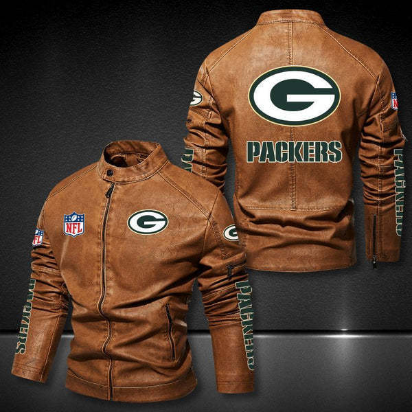 Green Bay Packers Vintage Distressed Leather Jacket