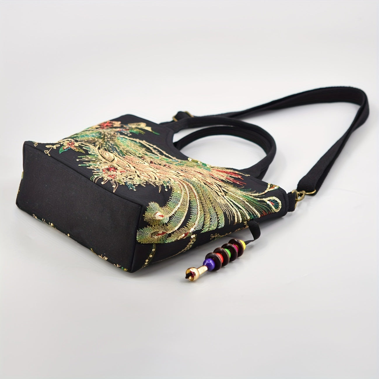 Vintage Canvas Embroidered Large Capacity Shoulder Strap Crossbody Tote Bag
