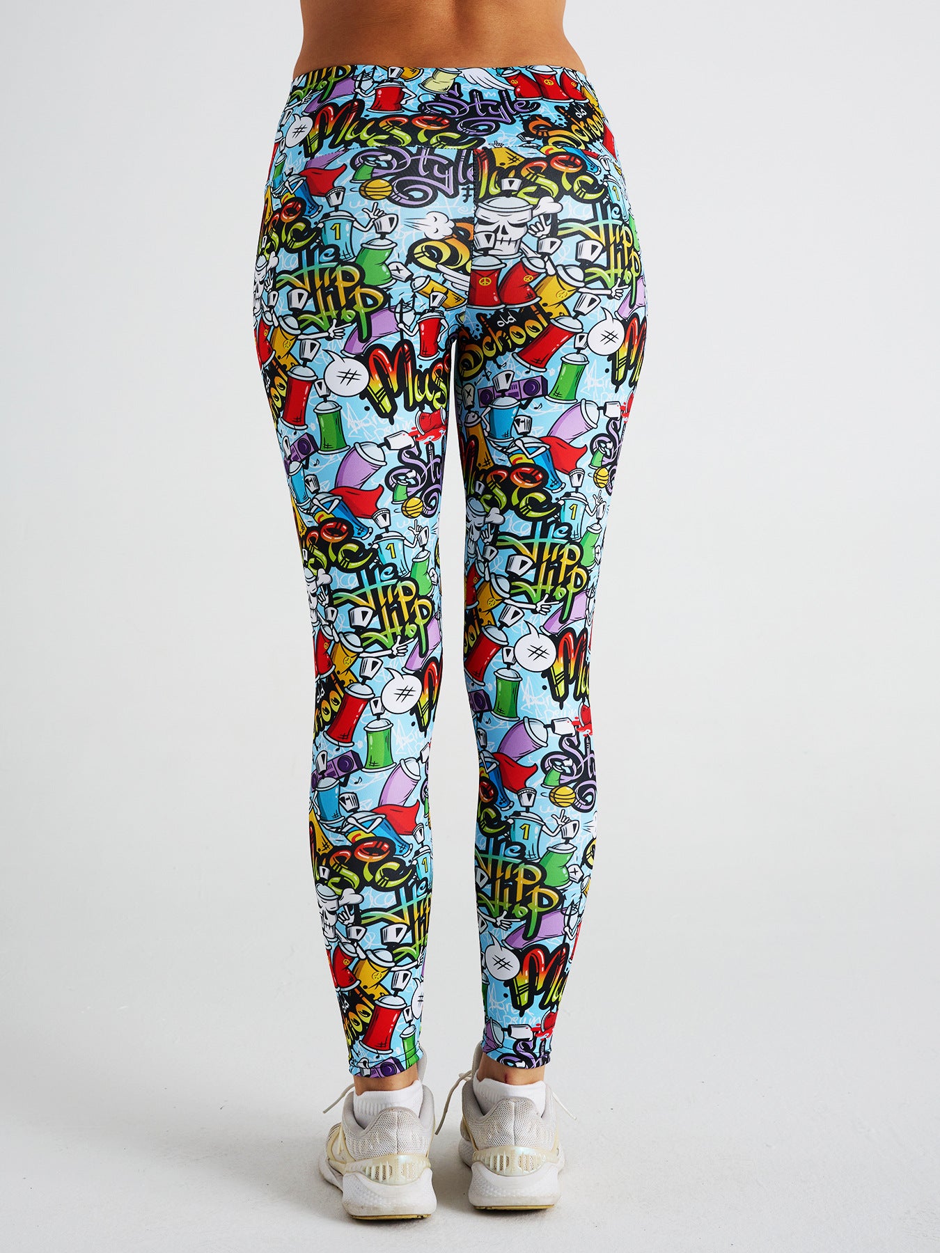 Abstract Cartoon Print High Waist Sports Fitness Yoga Pants