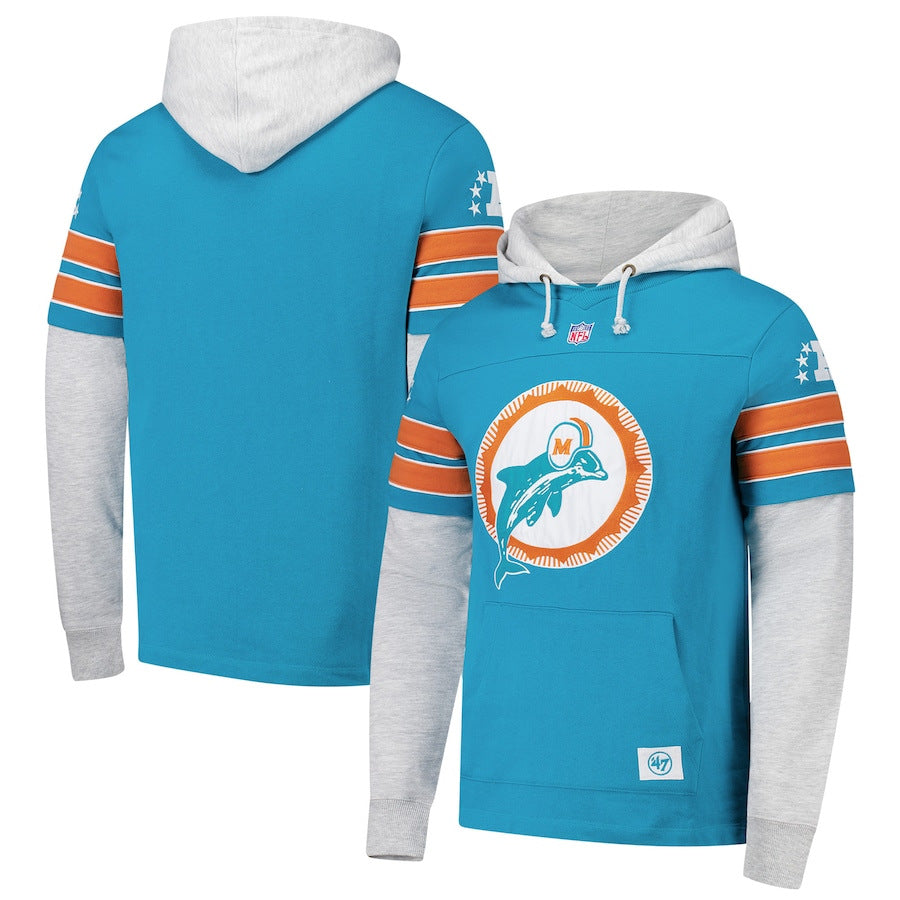 Miami Dolphins Casual Sports Fake Two-piece Hoodie