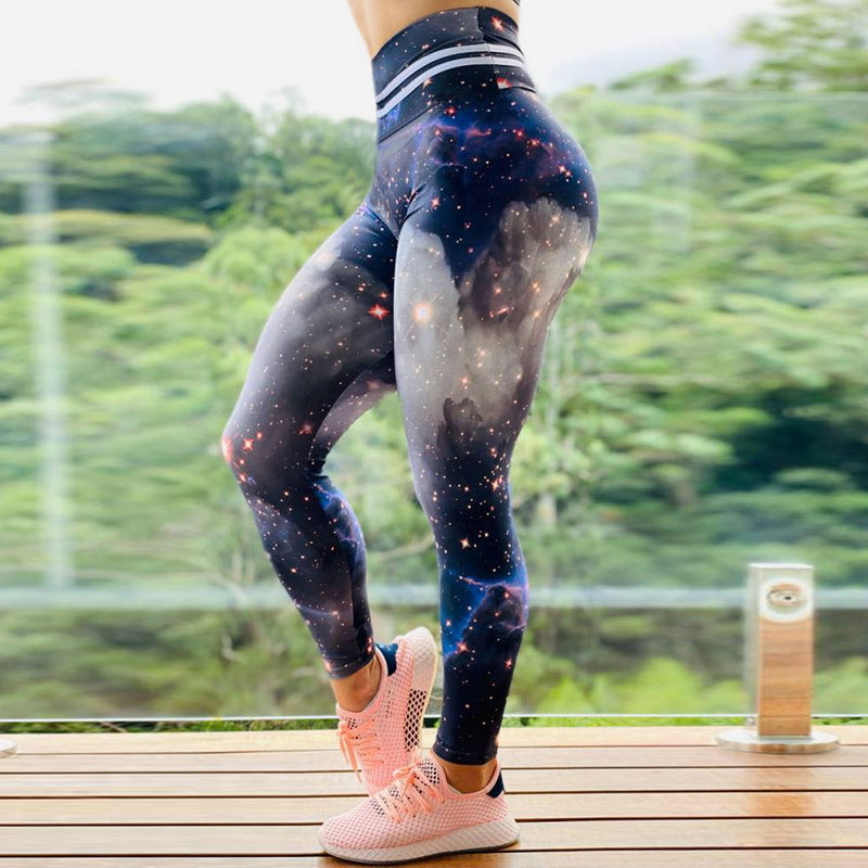 Starry Sky Print High Waist Sports Fitness Yoga Pants