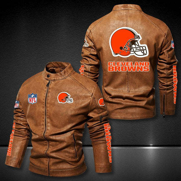 Cleveland Browns Vintage Distressed Leather Jacket