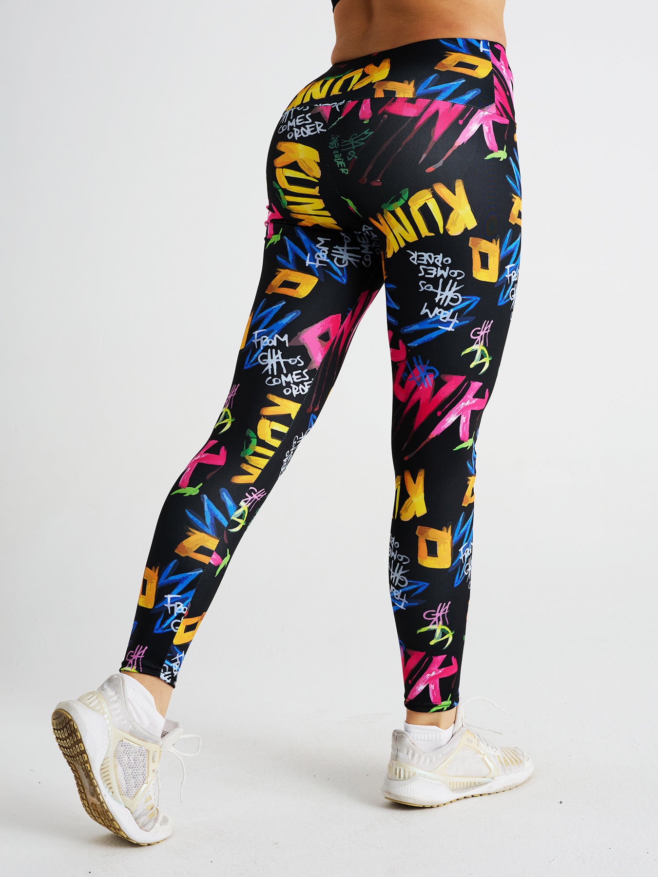 Cartoon Letter Print High Waist Sports Fitness Yoga Pants