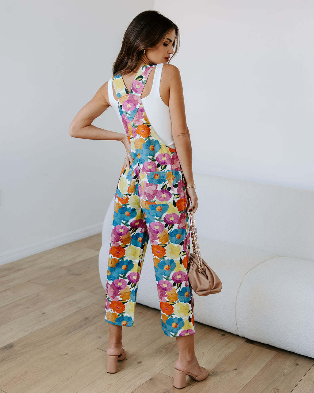 Fashionable and Casual Floral Print Loose Jumpsuit