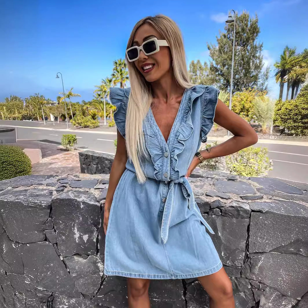 Fashion Casual Sleeveless Loose Denim Dress