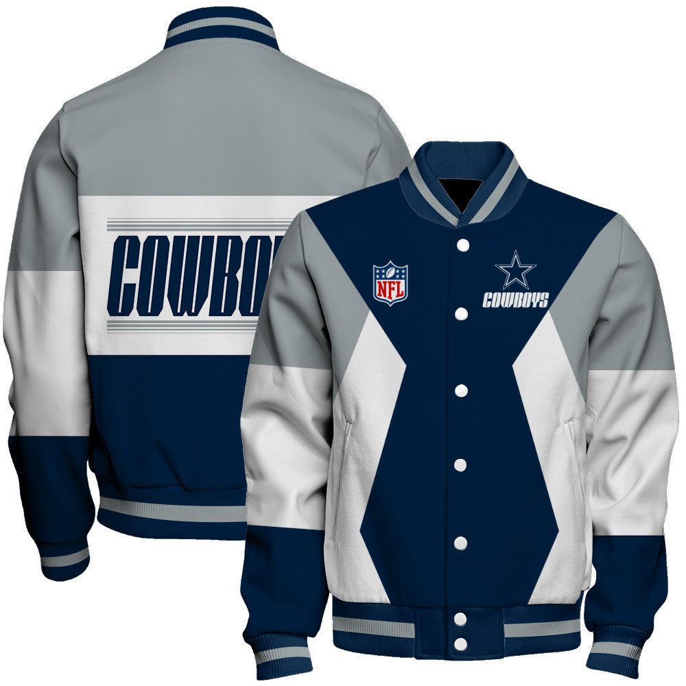 Dallas Cowboys Printed Team Color-block Single-layer Thin Stand-collar Jacket