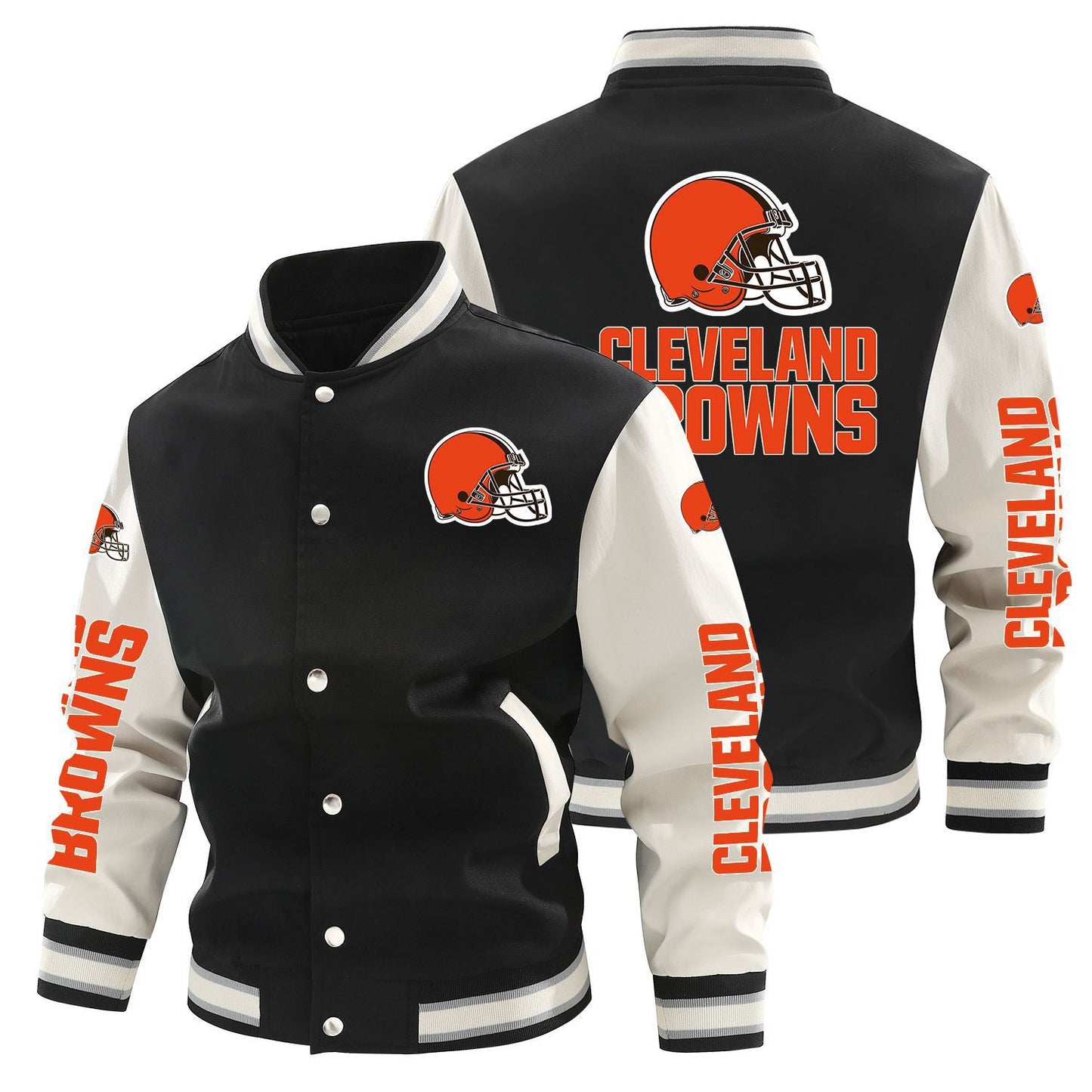 Cleveland Browns Printed Sporty Loose-fit Baseball Jacket