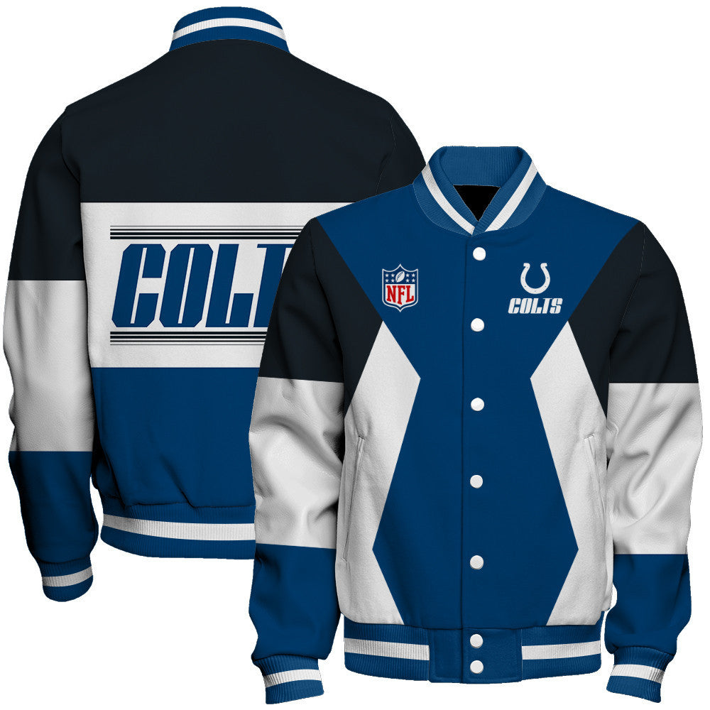 Indianapolis Colts Printed Team Color-block Single-layer Thin Stand-collar Jacket